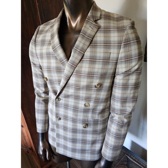 TOPMAN plaid double breasted JACKET - Nwout Tag - Size 36R